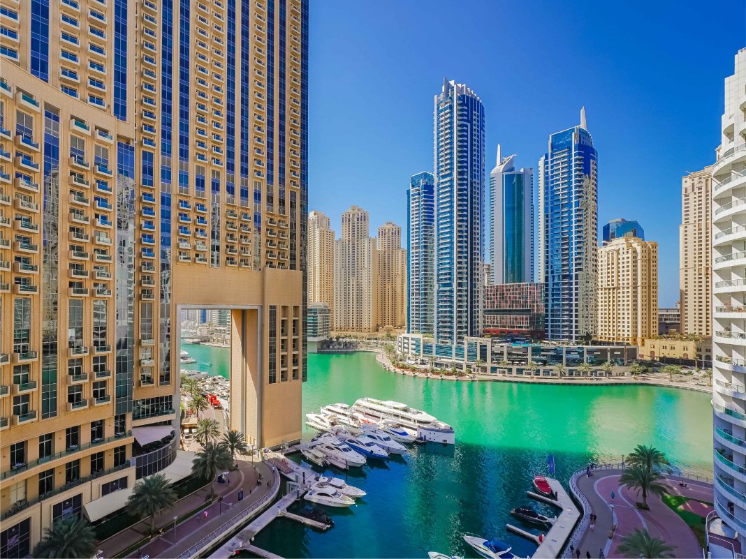 Debris from aerial interception hits Dubai Marina building; no injuries reported