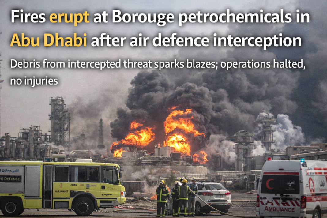 Abu Dhabi: Fires erupt at Borouge plant in Abu Dhabi after air defence interception