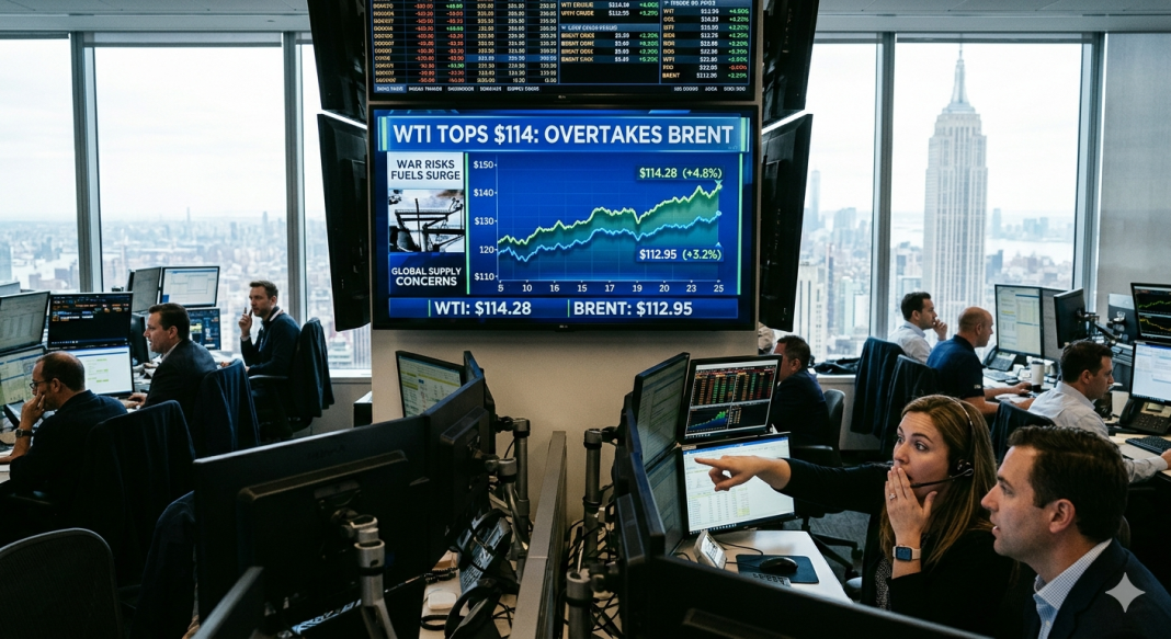 Oil Prices Surge: WTI Tops $114, Overtakes Brent Amid War Risks